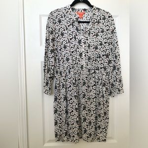 Joe Fresh Floral Self Tie Cinch Waist Dress - Large